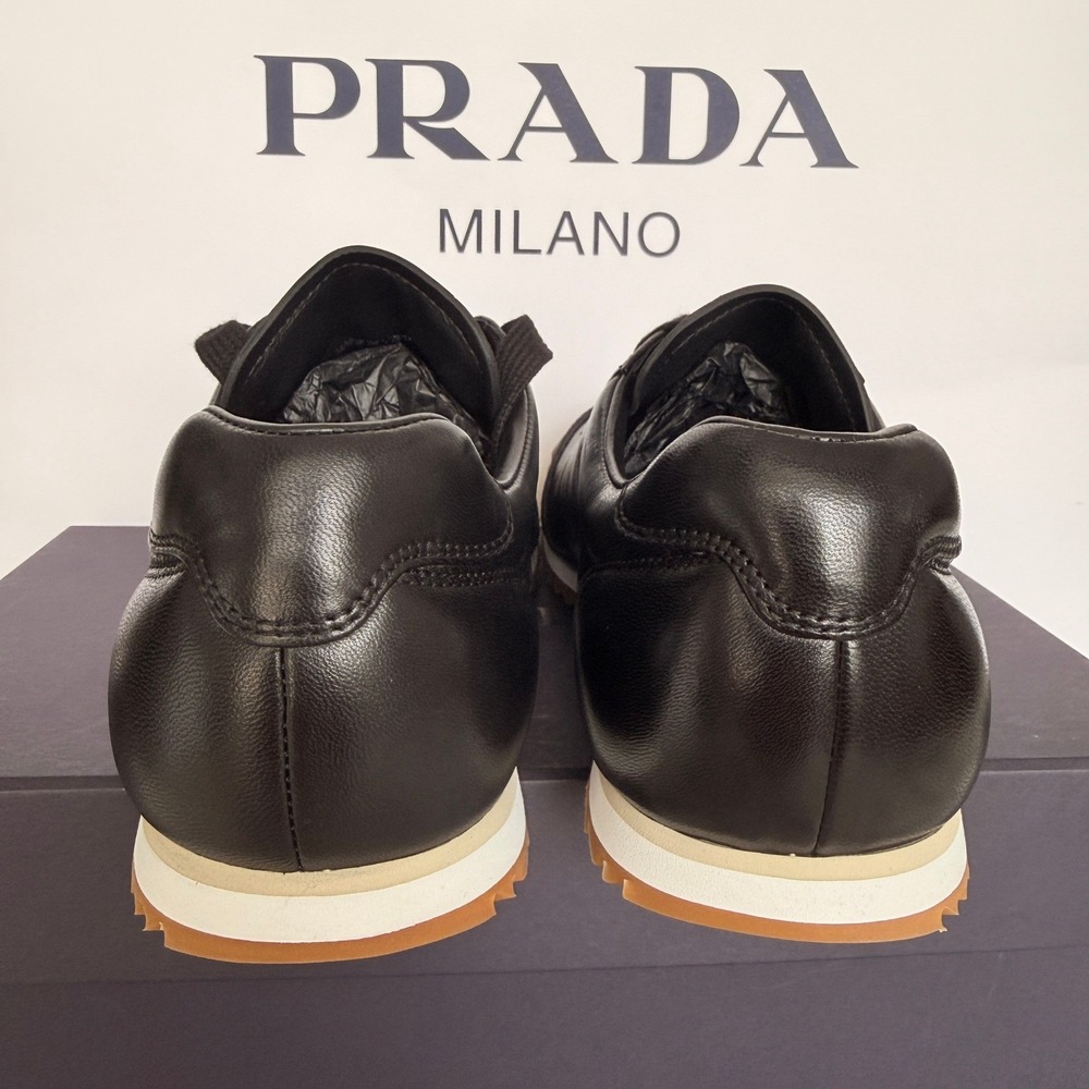 PRADA 2EG486 Black Leather with Suede Sneakers Shoes - NEW - US 9 UK 8 - Picture 6 of 14